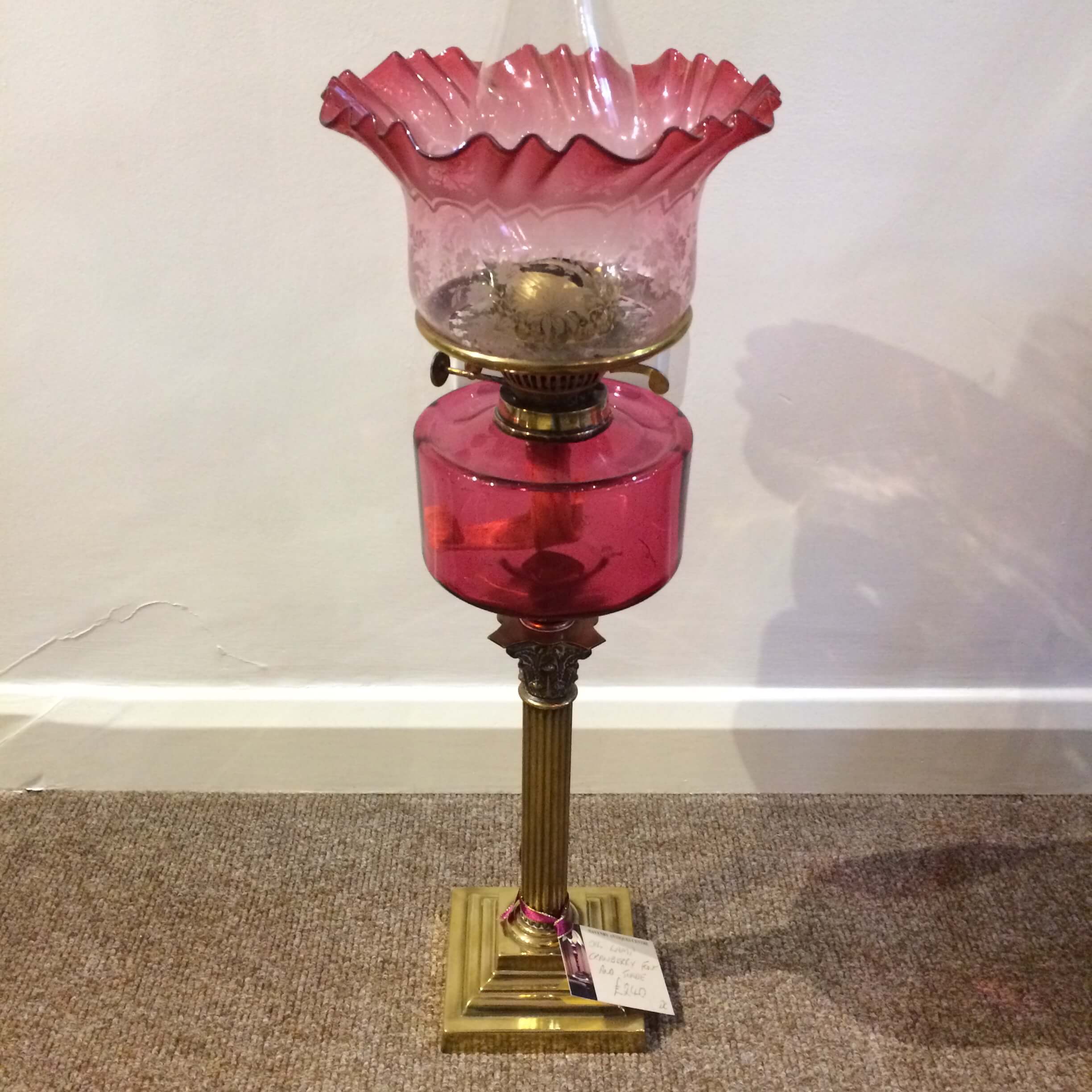 Cranberry Glass Oil Lamp